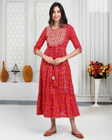 Trendy Printed Daisy Designer Long Kurti
