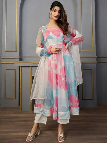 Beautiful Georgette Printed Long Kurti With Dupatta Collection