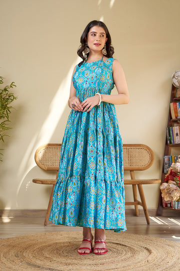 Chinon Foil Work Printed Long Gown Collection