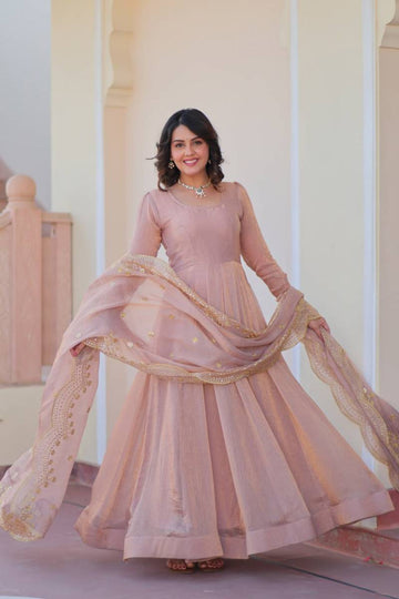 Beautiful Chiffon Embroidered Gown With Dupatta