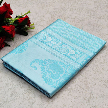 Soft Lichi Silk Saree with Rich Pallu & All-Over Jacquard Weaving