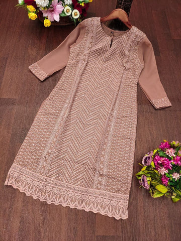 Chikankari Georgette Kurti with Sequins in 4 Colors