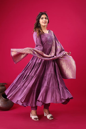 Full Heavy Embroidery Sequence Work Gown With Fully Stiched and Dupatta Ready to Wear Collection