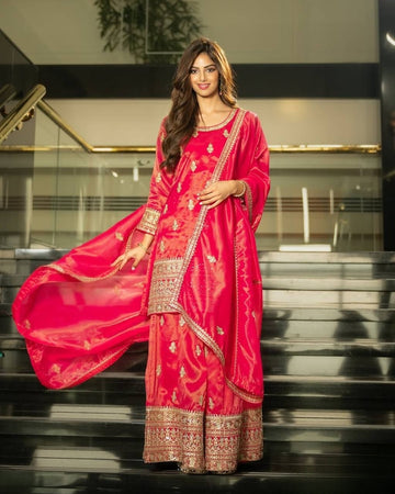 Designer Party Top Pallazo & Dupatta Set