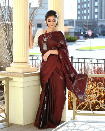 Beautiful Art Silk Jacquard Border Saree With Silver Work.
