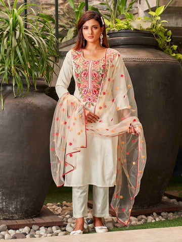 VISCOSE CHANDERI KURTA SET