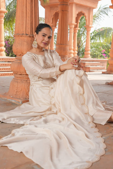 Elegant Vichitra Silk Embroidered Anarkali Set with Dupatta
