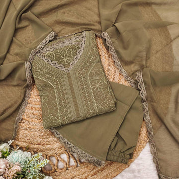Elegant Chikankari Embroidered 3-Piece Suit