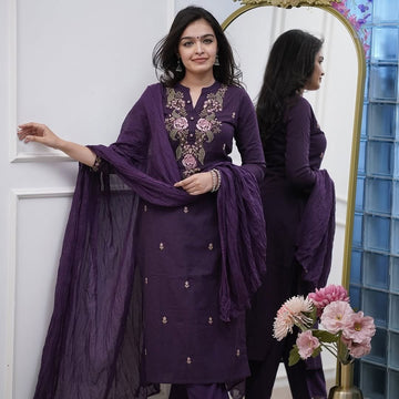 Wine Rayon Slub Kurti Set for Festive Elegance