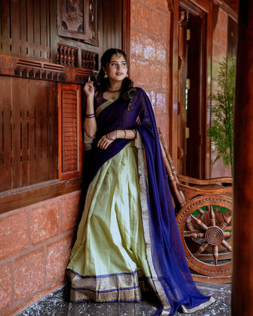 Regal Kanchipuram Zari Woven Lehenga Set – 3 Piece Ensemble