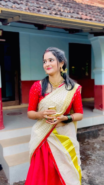 Traditional Semi Silk Dhavani Set