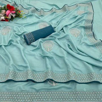 Jogson Pure Star Georgette Saree with Jarkan Diamond Work – New Launch
