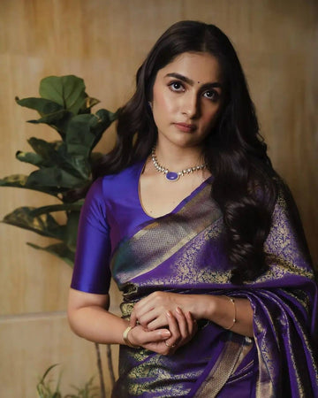 Lichi Silk Saree with Rich Jacquard Weaving & Matching Blouse