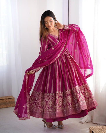 Georgette Embroidered Gown Set