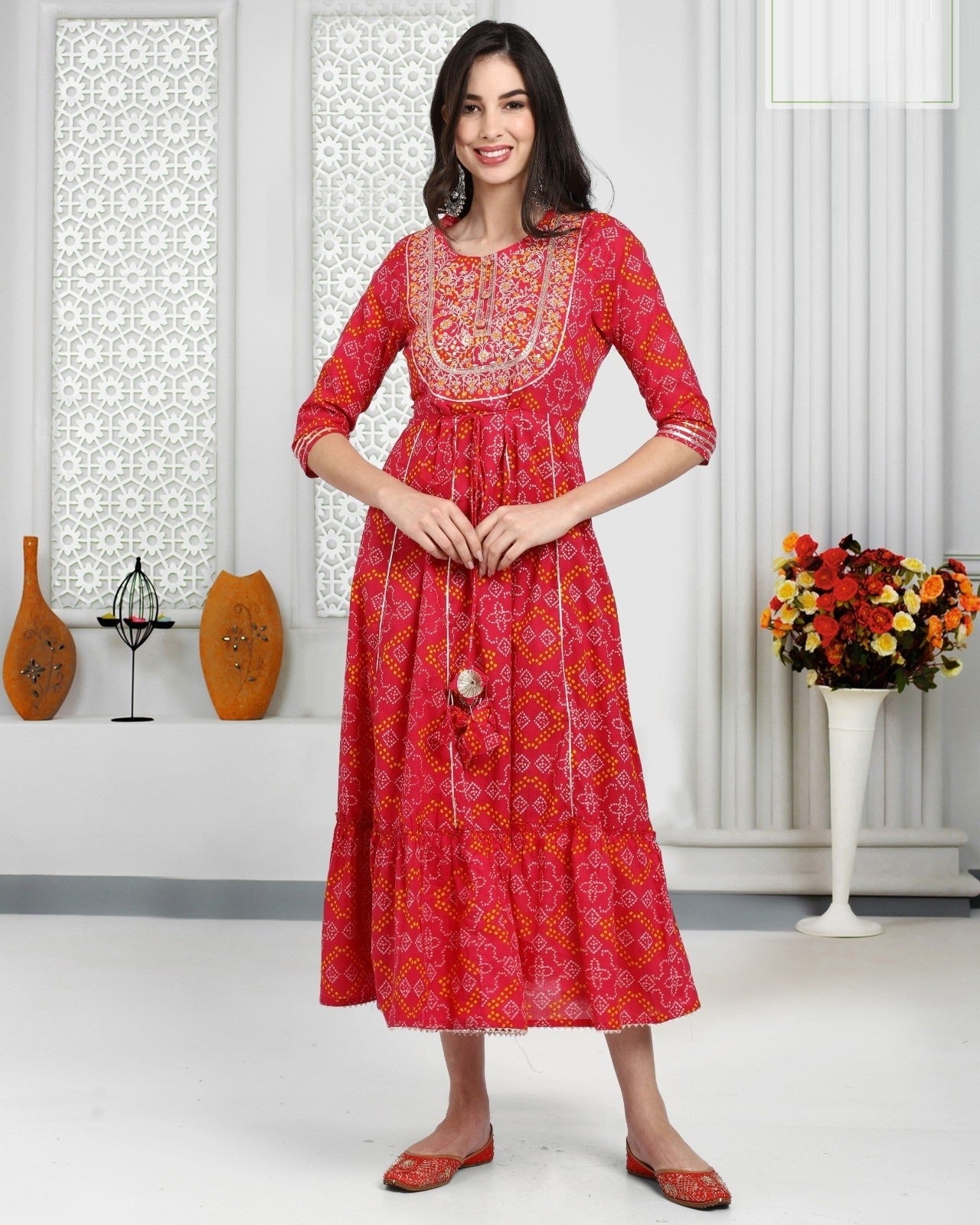 Trendy Printed Daisy Designer Long Kurti