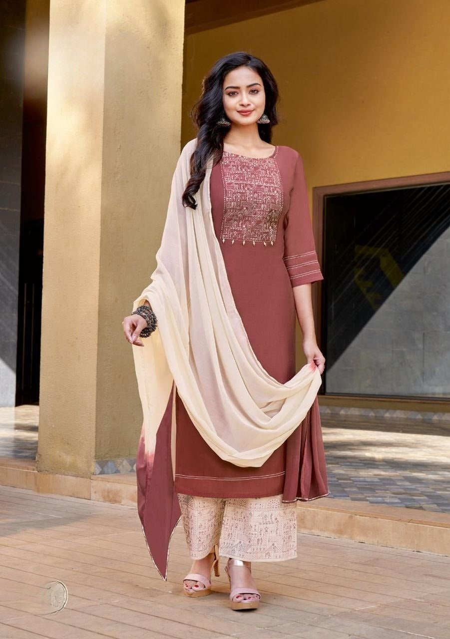 Rayon Kurti With Bottom Dupatta Collection