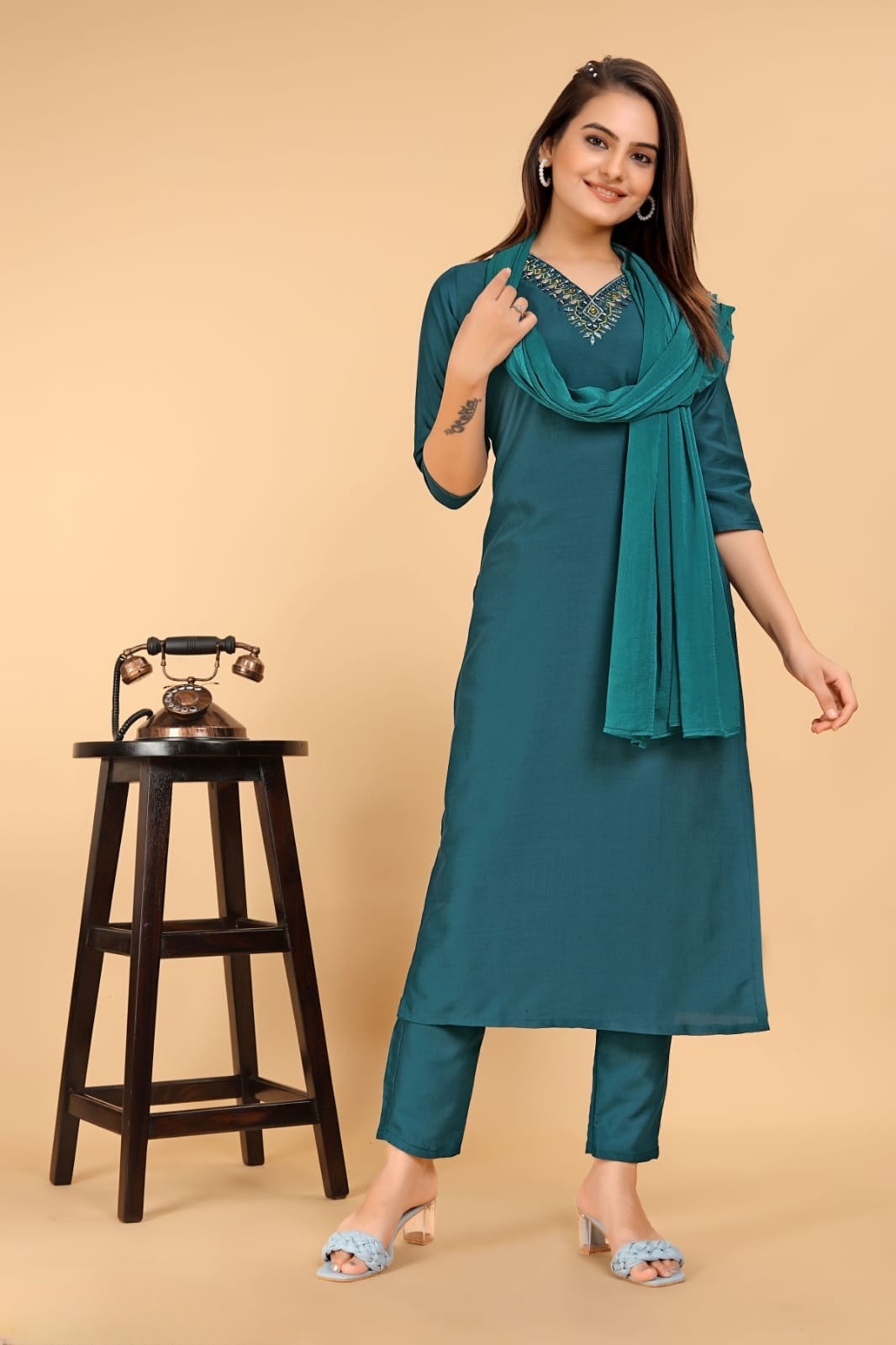 Chinnon Kurti With Bottom Dupatta Collection