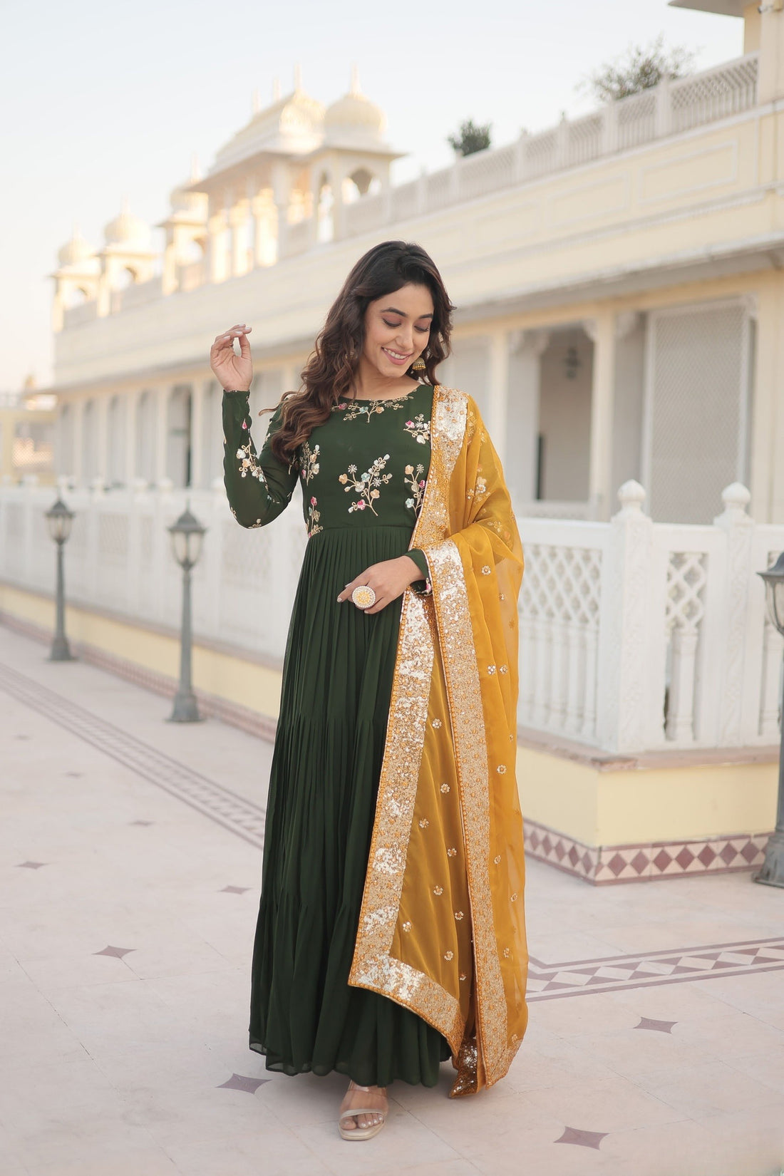 Georgette Long Gown With Dupatta Collection