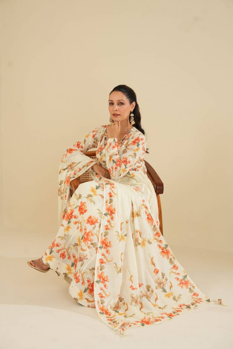 Cotton With Hand Work Gown With Dupatta