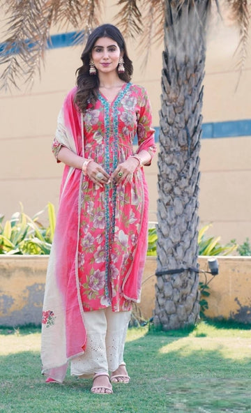 Cotton Kurti Bottom With Dupatta