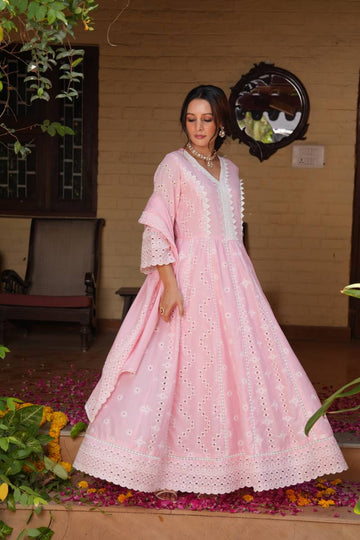 Cotton Handwork Touchup Anarkali Readymade Collection