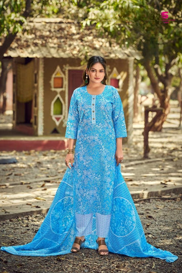 Cotton Printed Kurti Bottom With Dupatta