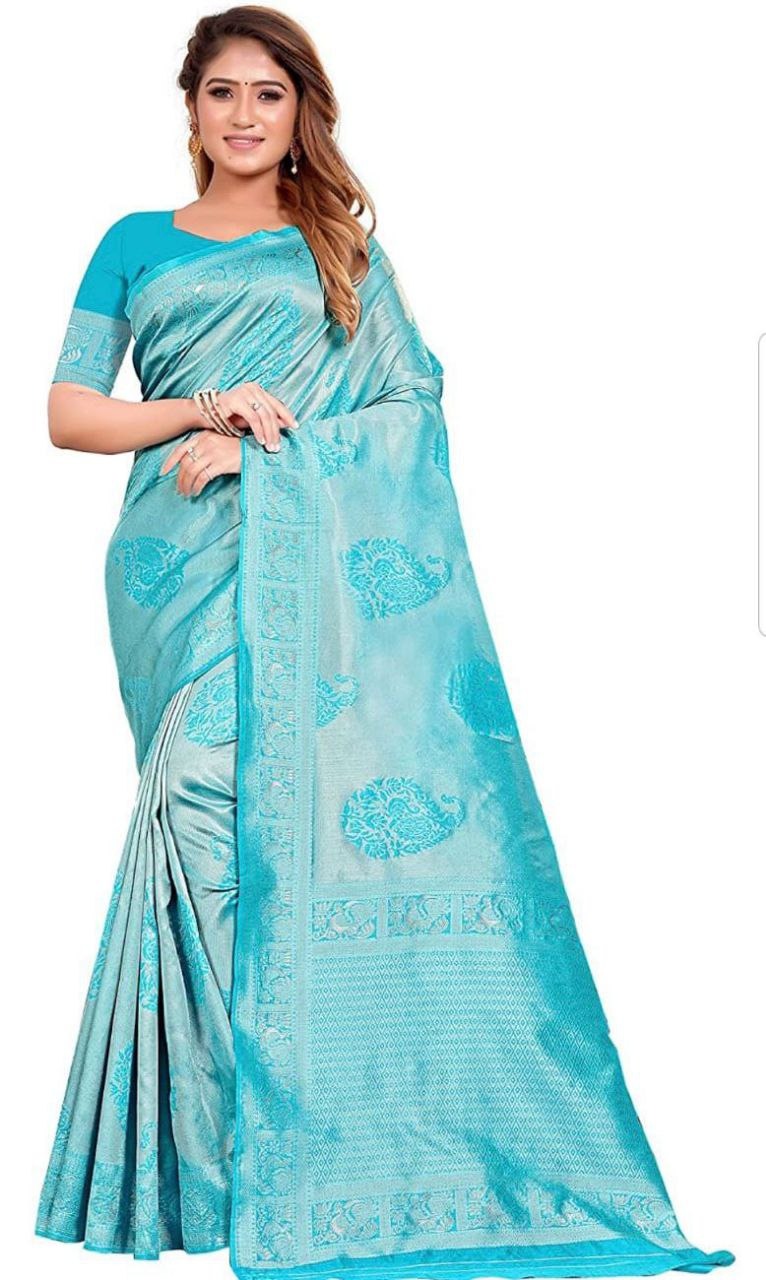 Soft Lichi Silk Saree with Rich Pallu & All-Over Jacquard Weaving