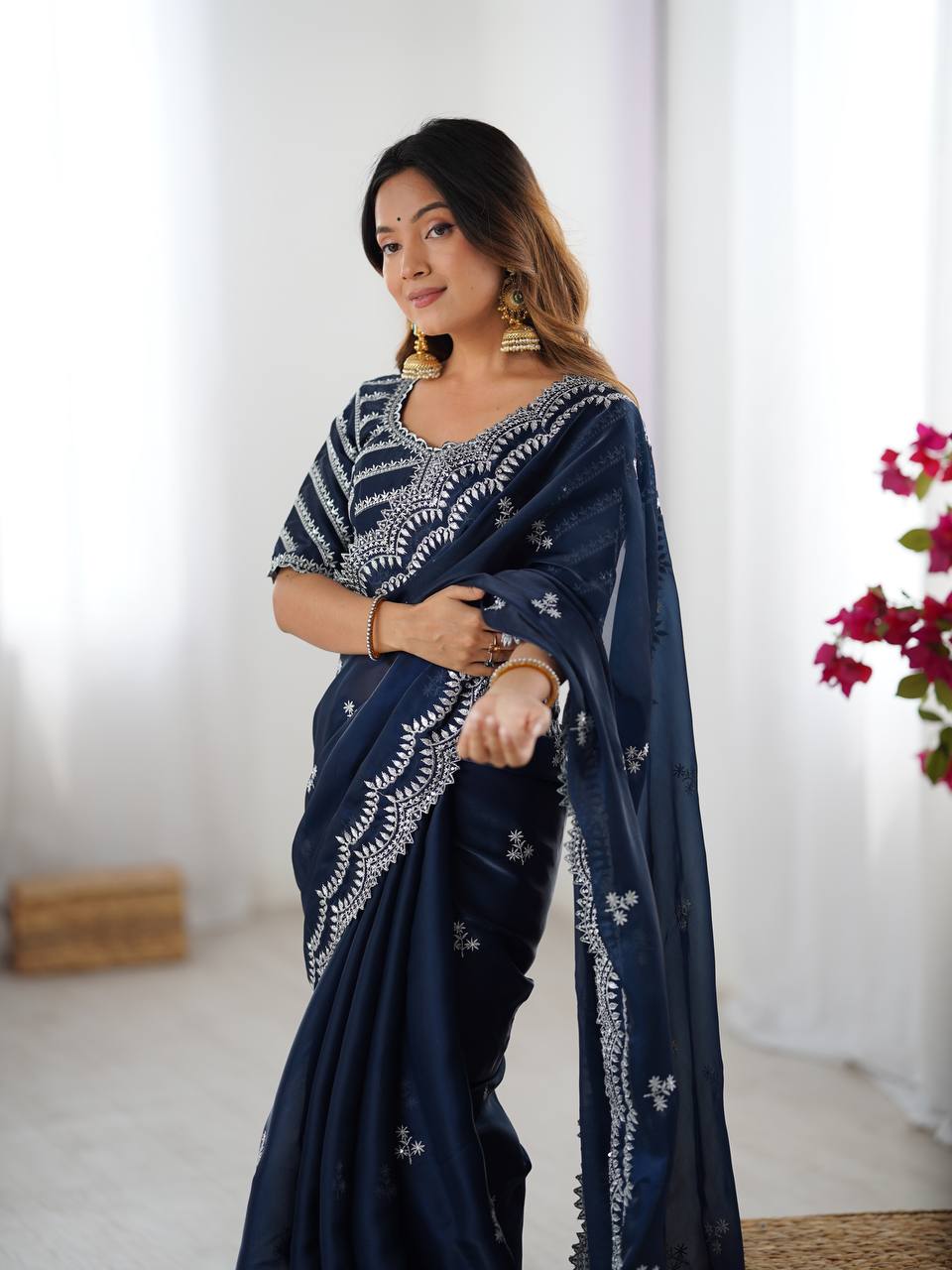 Jimmy Chu Saree with Thread & Sequin Work