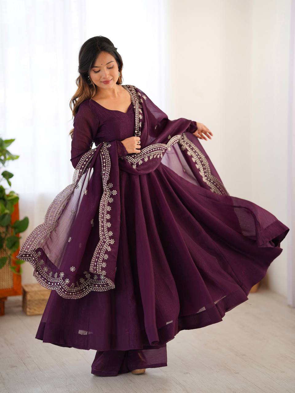 Party Wear Look Gown-Dupatta in Heavy Embroidery Sequence Work