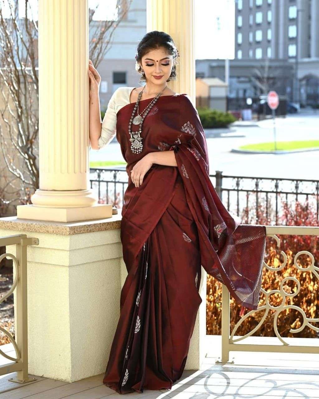 Beautiful Art Silk Jacquard Border Saree With Silver Work.