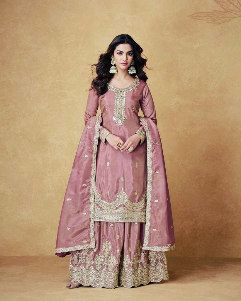 Designer Party Top Pallazo & Dupatta Set
