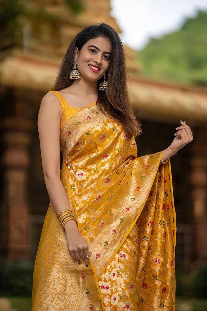 Beautiful Art Silk Jacquard Border Saree With Unstitched Running Blouse For Women Wedding Wear Party