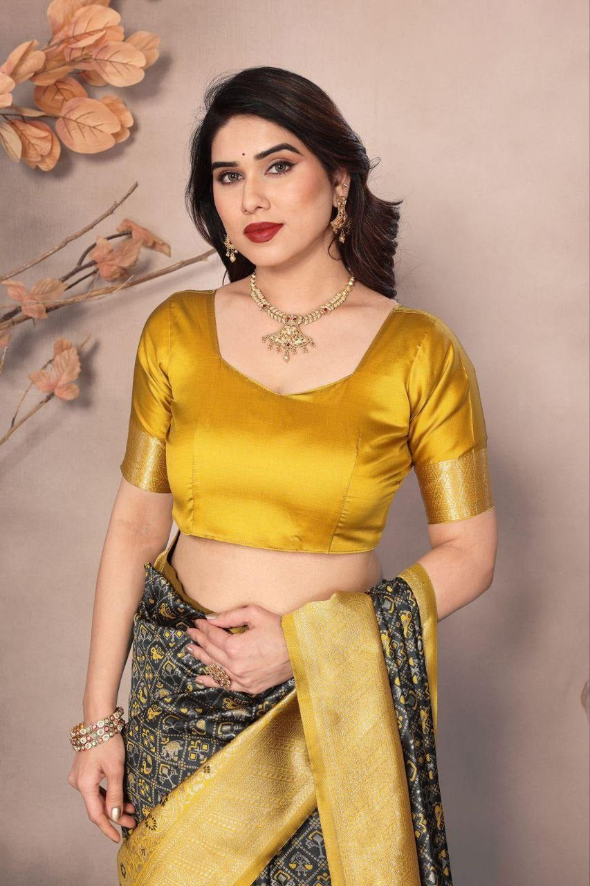 Soft Lichi Silk Saree with Rich Pallu & All-Over Jacquard Weaving