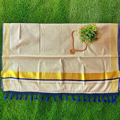 Royal Blue Tussel Tissue Saree