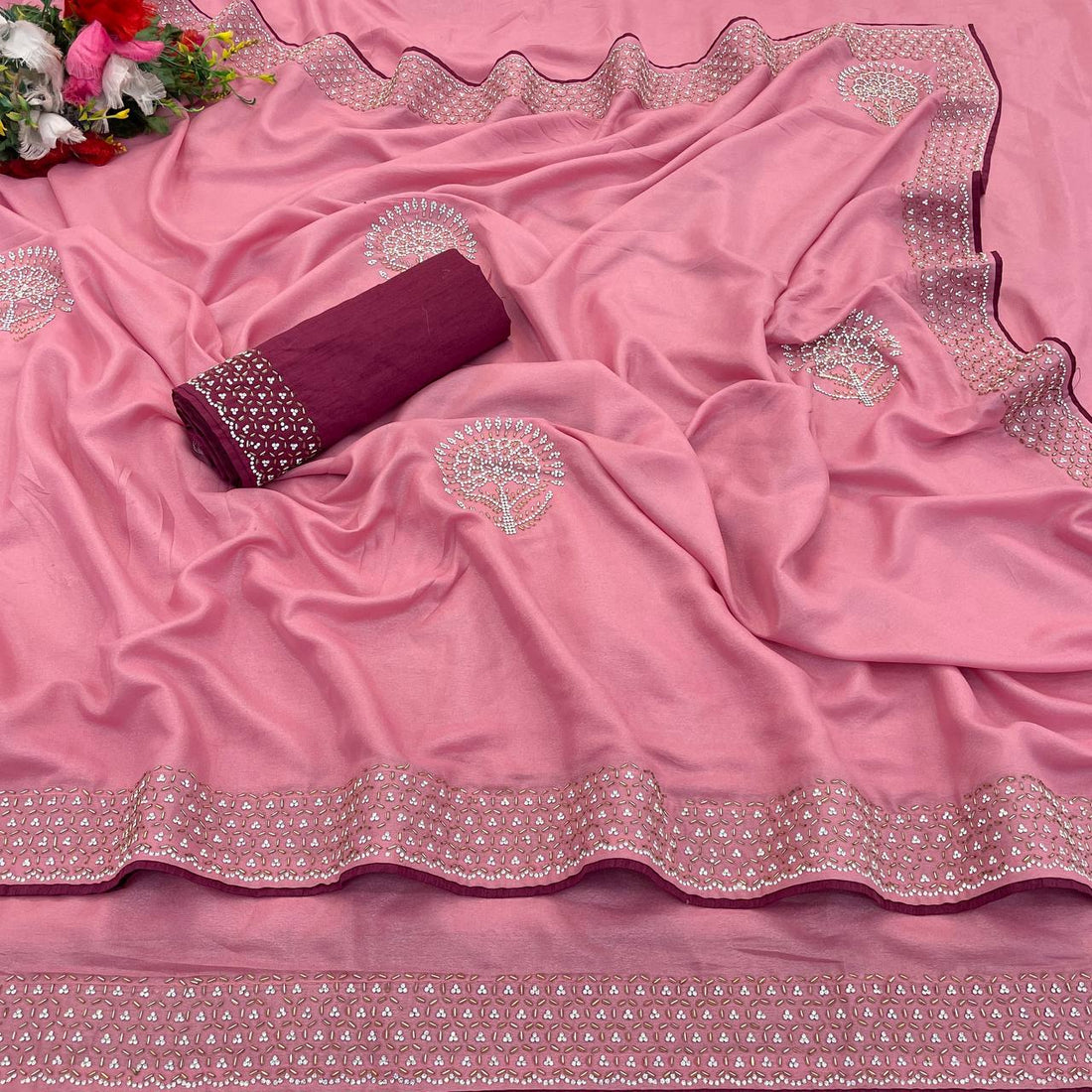 Jogson Pure Star Georgette Saree with Jarkan Diamond Work – New Launch