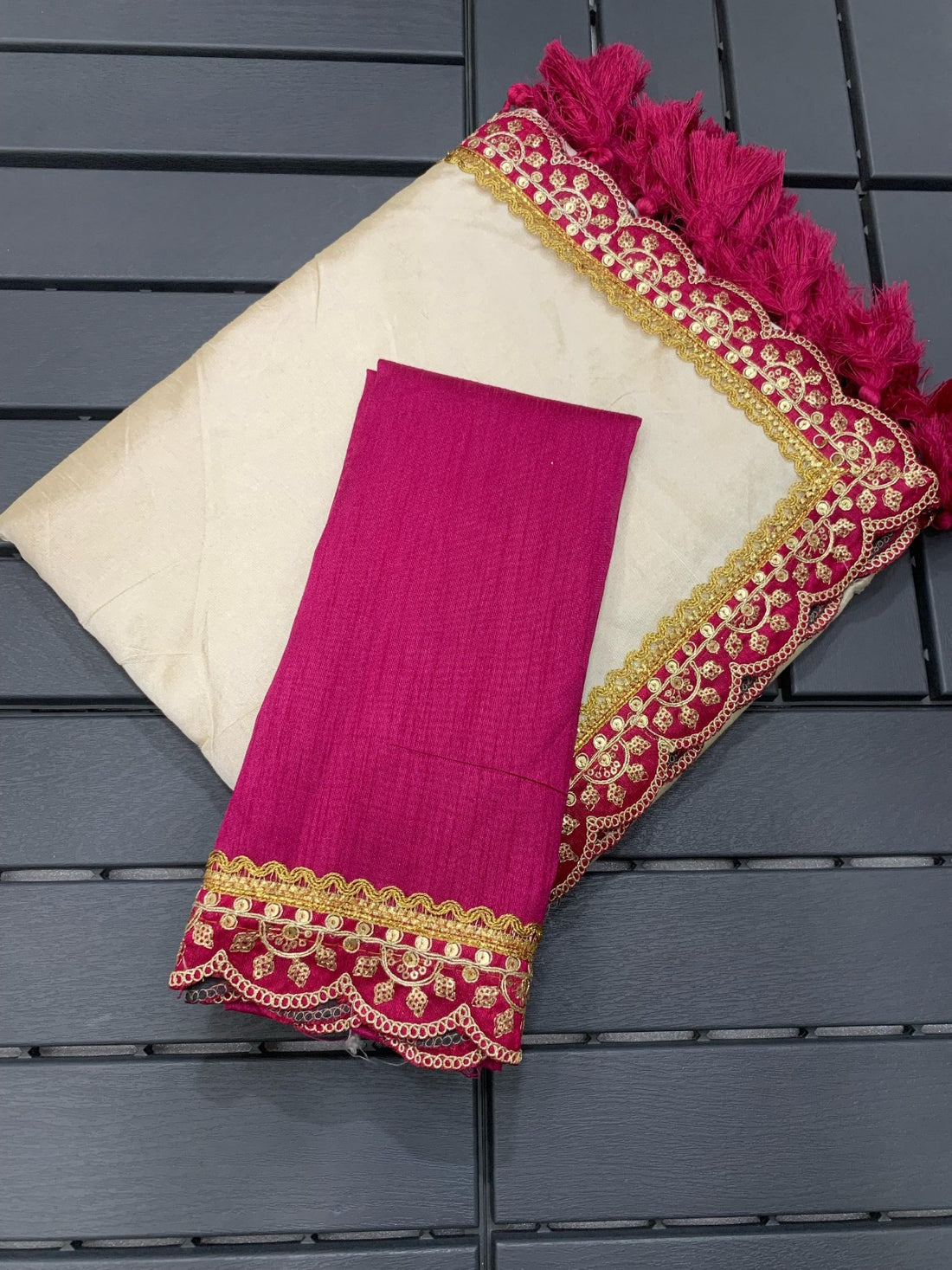 Designer Pure Soft Zarna Silk Saree with Embroidered Cutwork Border & Banglori Silk Blouse